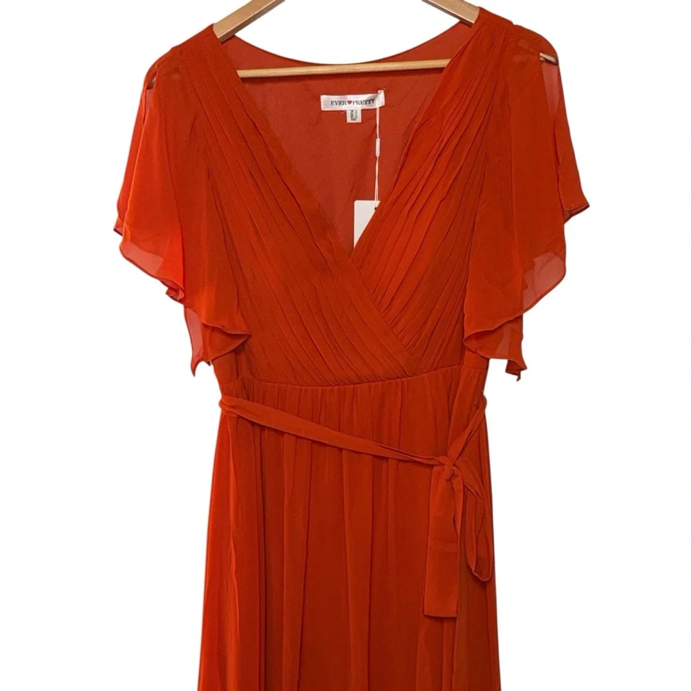 EVER PRETTY ever LEORA A-Line Pleated Tie-Waist Evening Dress Size 14 NWT - Picture 7 of 14